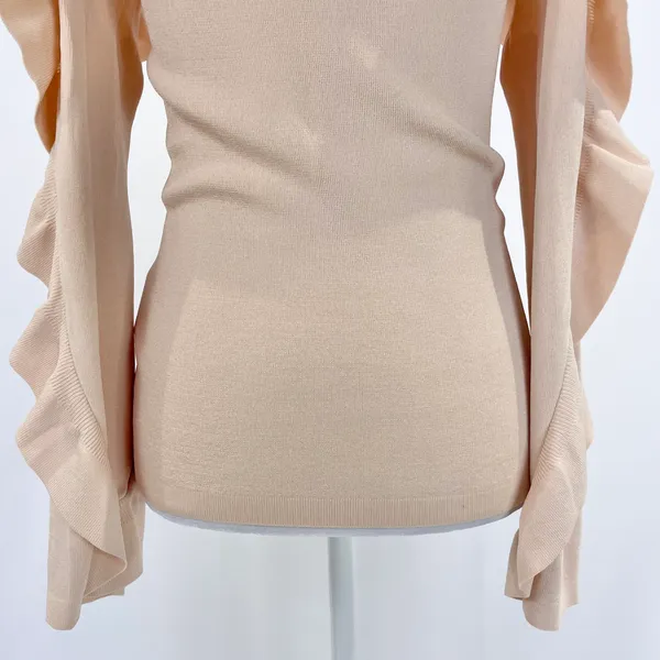 Club Monaco Ruffle Trim Cold Shoulder Long Sleeve Sweater Blush Pink Size XS - Image 11