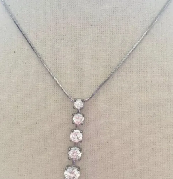 MM BOUTIQUE Silver Color 5 Tier Graduated Cubic Zirconia Pendant - Image 2