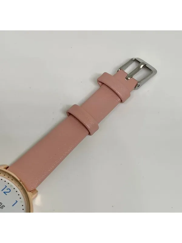 Women’s cat dial gold tone women’s watch 32mm quartz analog pink leather running - Image 4