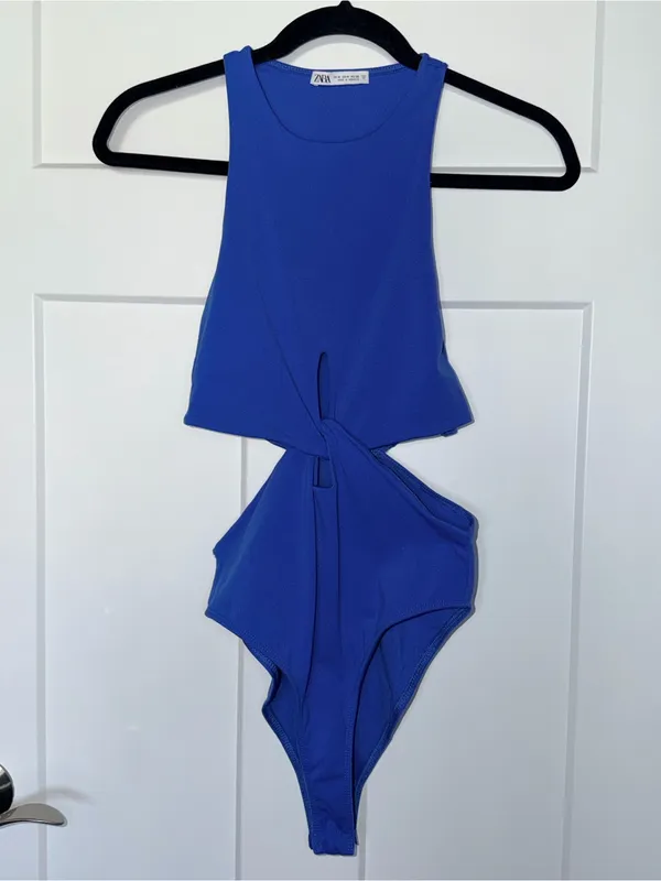 Zara Bright Blue Cut Out Bodysuit - Image 2
