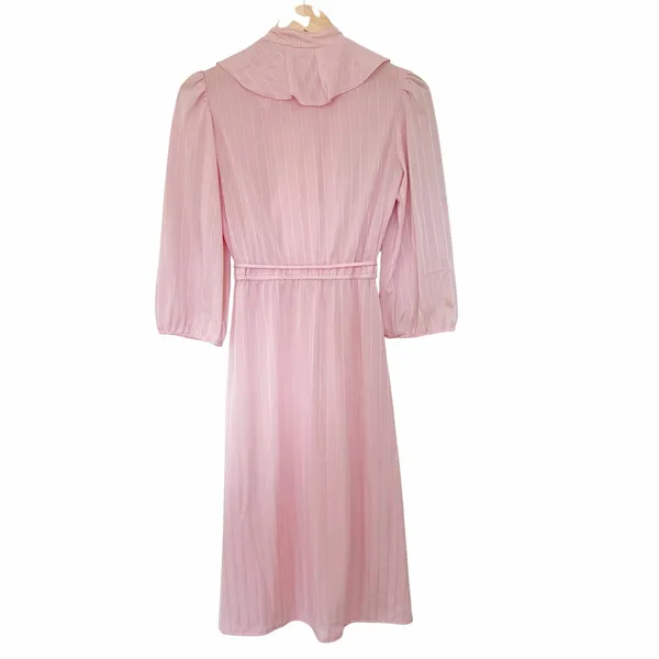 Vintage 70s Pink Ruffle Romantic Prairie Cottagecore Dress Sz S - Image 6