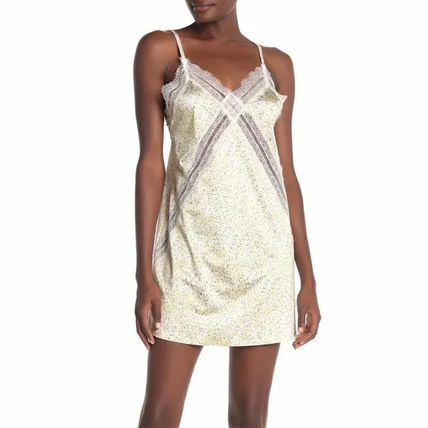 Jason Wu Lace Trim Satin‎ Chemise Slip Negligé Lingerie, Yelllow, Medium, NWT - Image 3