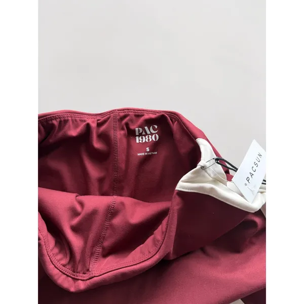 PacSun PAC 1980 Women Burgundy Red Athletic Skort White Trim Small NWT - Image 4