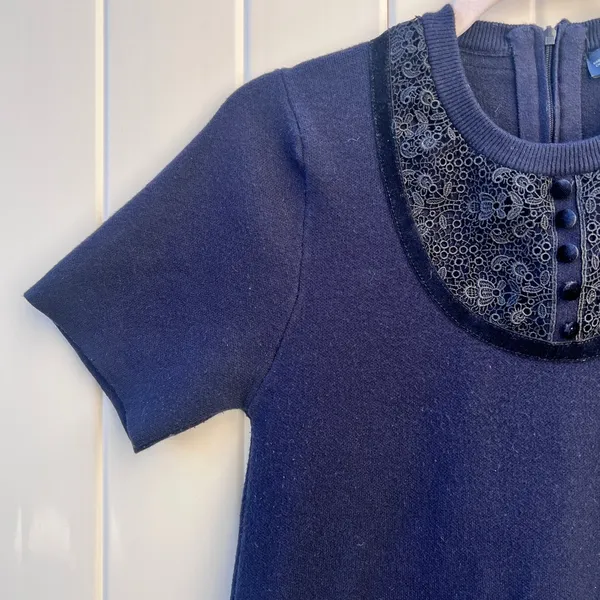 Zara Knit Navy Blue Mini Dress Short Sleeves Large Casual Streetwear‎ - Image 6