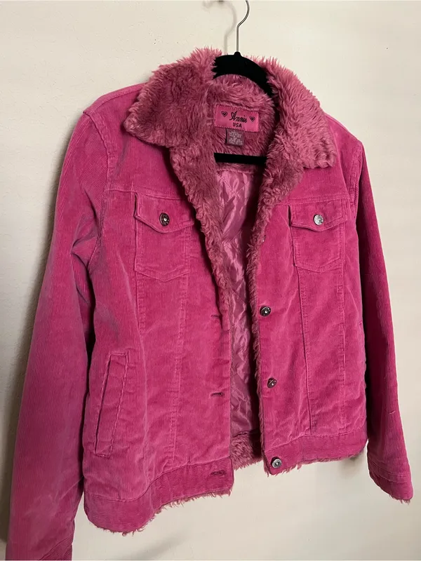 Vintage Annie USA Pink Faux-Fur Lined Corduroy Jacket - Image 2