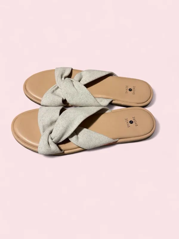 Shade & Shore Beige Knot-Detail Slide Sandals - Image 4