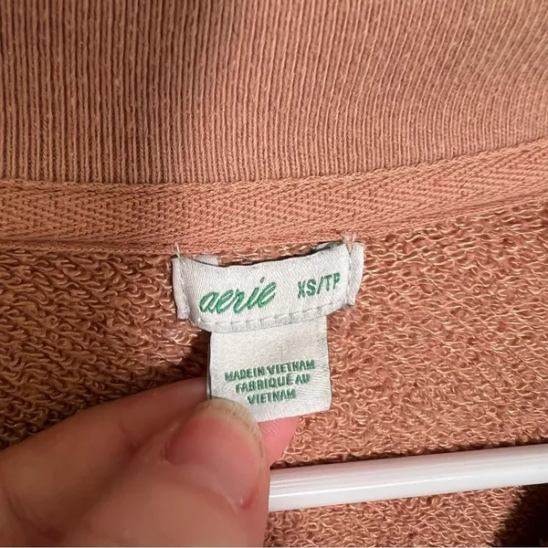 Aerie Women's Size XS Sunday Soft Quarter Zip Sweatshirt Tan Brown High Low Hem - Image 12