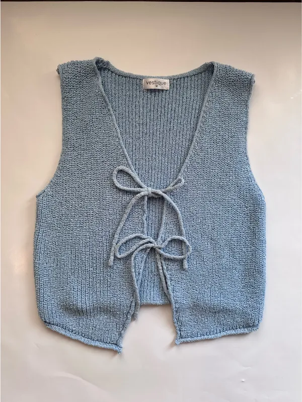 Blue Vestique Tie Top - Image 2