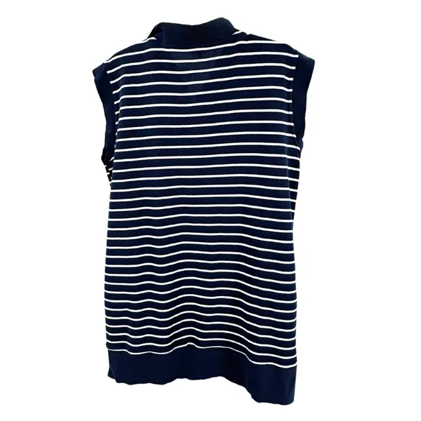 Entro Navy and White Striped Mini Dress sleeveless ribbed coastal nautical M - Image 2