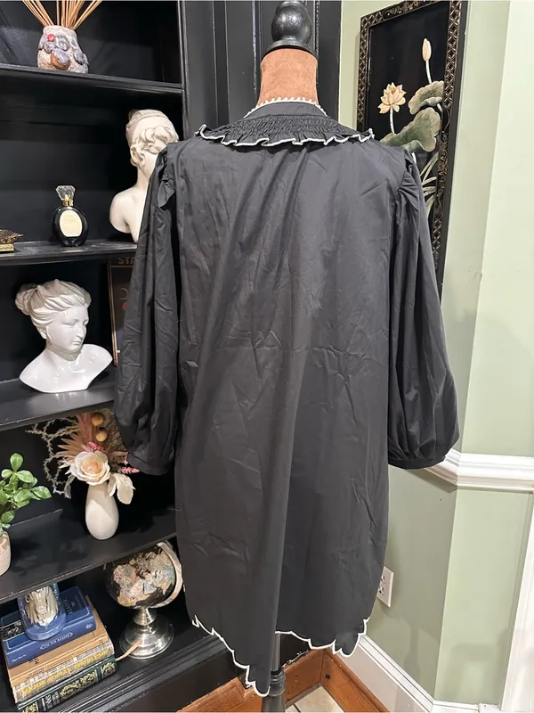 Entro Embroidered Puff‑Sleeve Dress – Size Large - Image 8