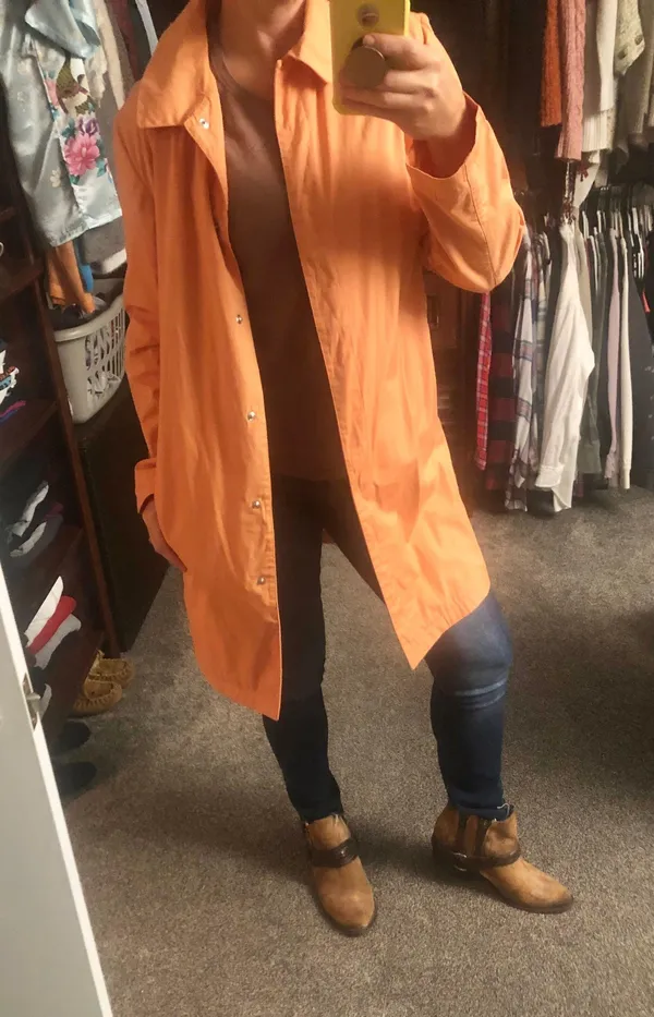Gap VINTAGE 90’s Peach Rain Coat Long Jacket TRENCH - Image 4