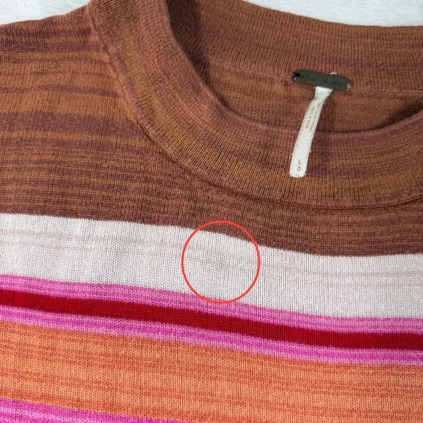 Free People Womens Striped Mock Neck Knit Sweater Brown Pink Red Size Large‎ - Image 2