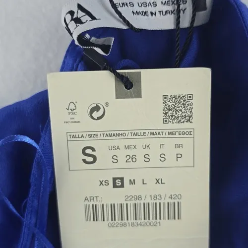 Zara -781 NWT Women's Halter Satin‎ Dress In Royal Blue Small - Image 3