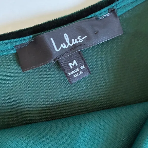 Lulus Emerald Green Velvet One Shoulder Mini Dress Pleated Bodice‎ D1582 Medium - Image 6