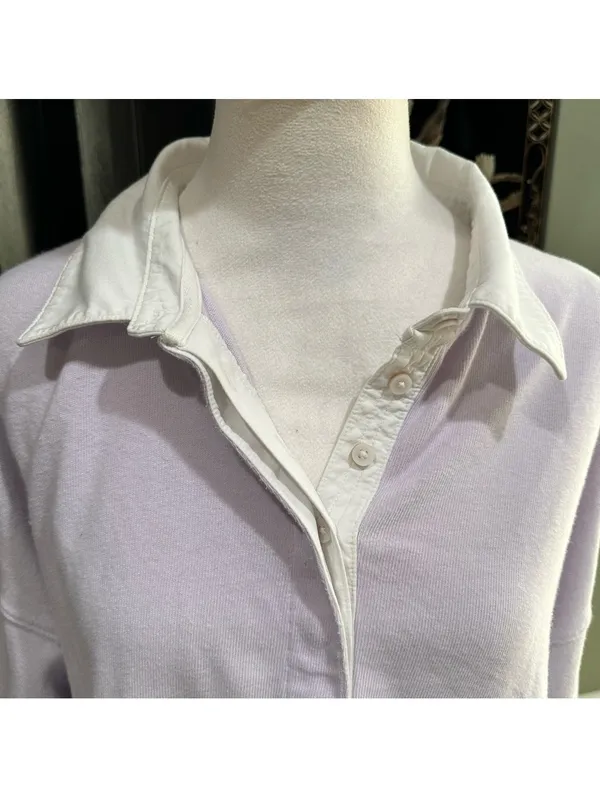 Aerie Lavender Long Sleeve Collared Top – Size L - Image 5
