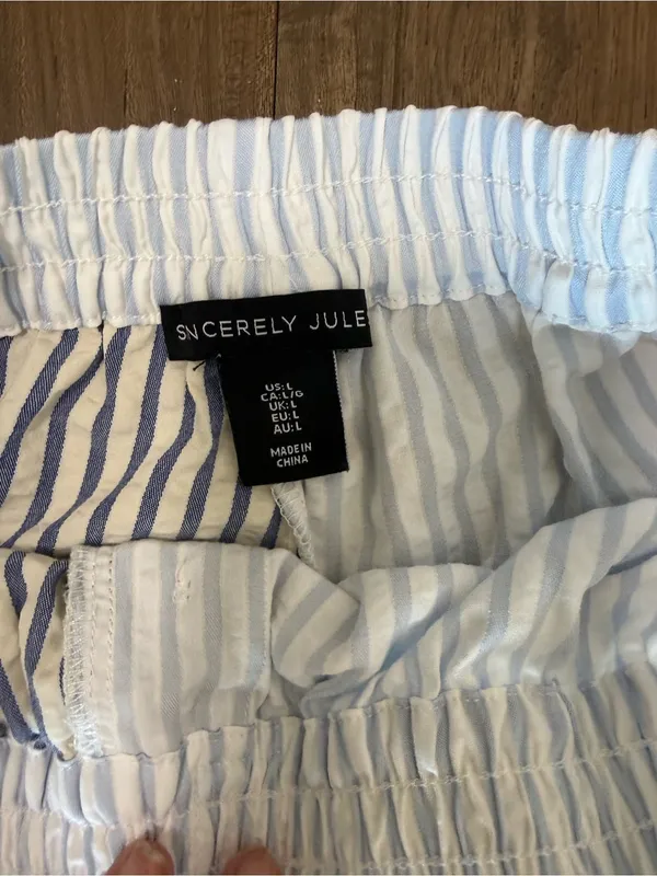 Sincerely Jules NYC Blue Striped Boxer Shorts Size Large - Image 4