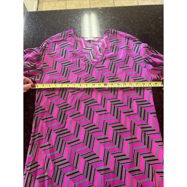Trina Turk Dress Sz‎ 2 Women's Pink Black Silk Sheath Elegant Work Church Shirt - Image 5