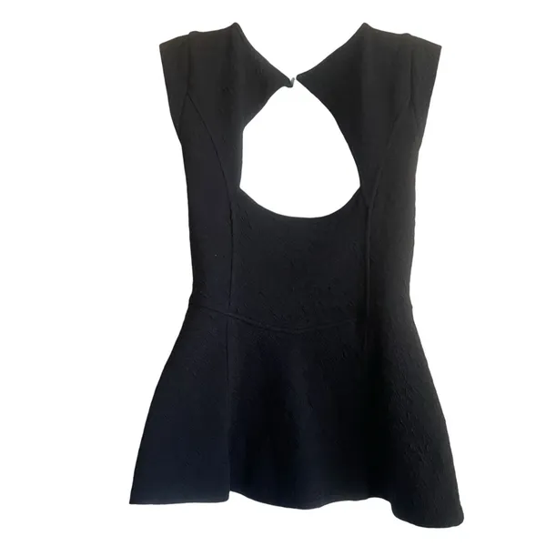 Y2K Free People Embroidered Peplum Top M Keyhole‎ Back Indie Sleaze Festival - Image 2