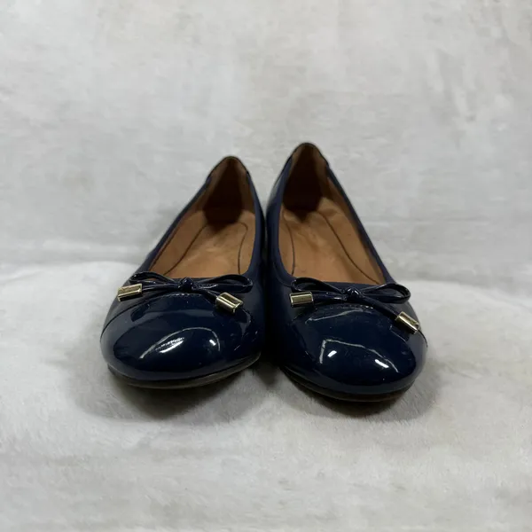 Vionic Minna Navy Blue Leather Cap Toe Ballet Flats Orthotic Bow Shoes 7 - Image 4