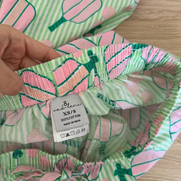 8 Oak Lane Women’s XS/Small Pickleball Pajamas Pink Green Stripe Spring Preppy - Image 5
