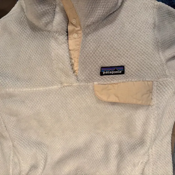 Patagonia Womens Re-Tool Snap-T‎ Polartec Fleece Pullover Jacket Beige Medium - Image 4