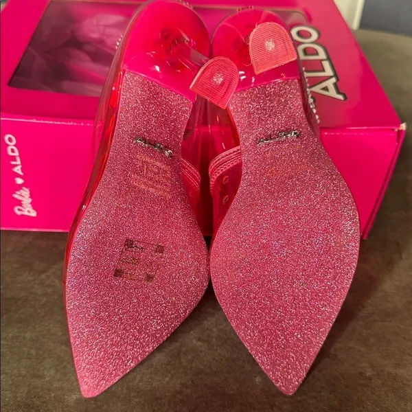 Barbie x ALDO Barbiestessy Collection Pink Translucent Pointed Toe Pumps 7 NEW - Image 11