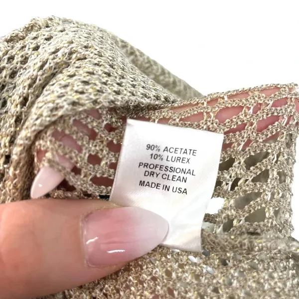 Generation Love Metallic Gold Open Knit Mesh Pullover‎ Sweater Size XS/S - Image 6