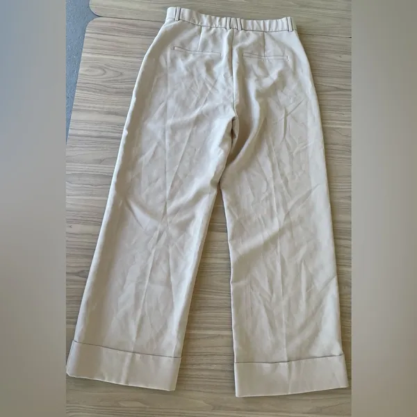 Abercrombie & Fitch Cream Wide-Leg Trousers - Image 3