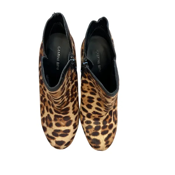 Gianni Bini Leopard Pony‎ Hair Leather Stiletto Heel Ankle Booties Womens 7.5M - Image 5
