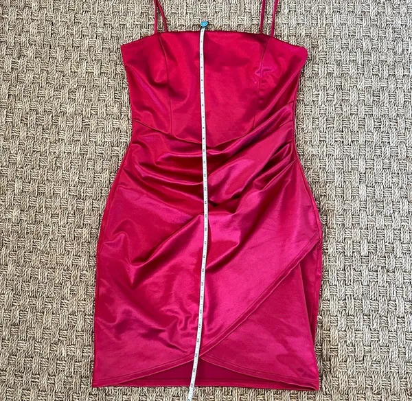 Windsor Red Satin Mini Dress Size Medium - Image 7