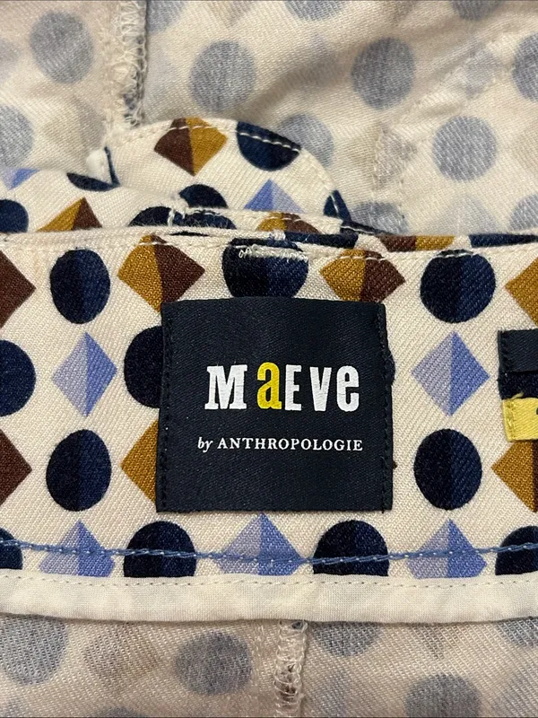 Anthropologie Maeve The Colette Shorts Blue Geometric Print High Waist Size 26 - Image 10