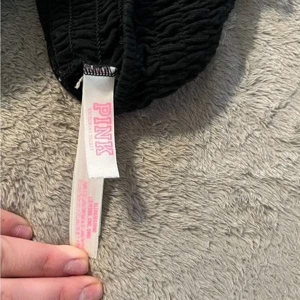Victoria’s Secret PINK Black Seersucker Bralette Bra Top Size Medium - Image 7