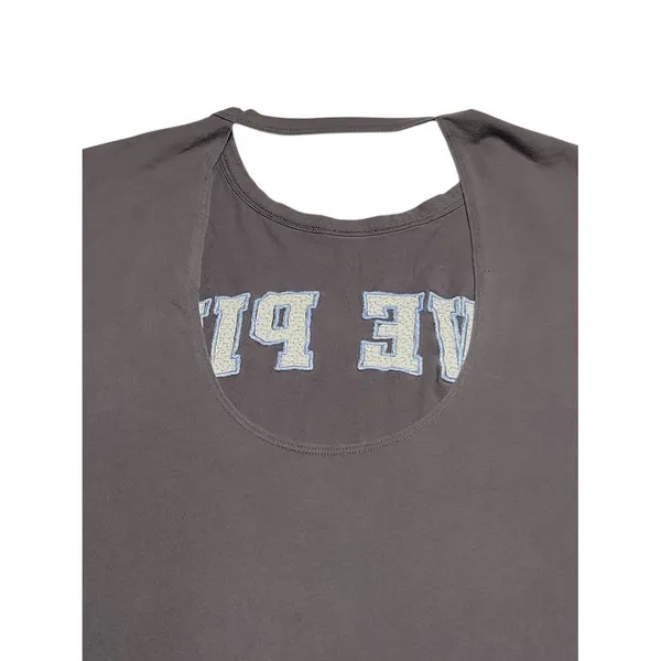 Victorias Secret Pink Bling Open Back Campus Long Sleeve Tee Dark Gray Large - Image 6