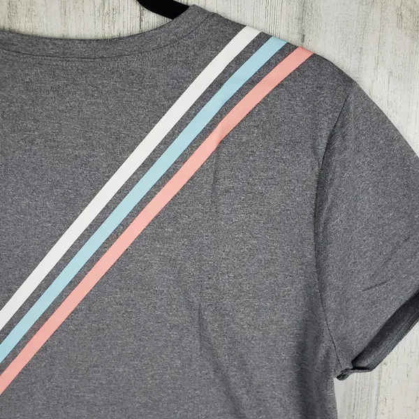 NWT Iris & Ink Gray Graphic Pocket Short Sleeve T-Shirt Women's Size Medium - Image 5