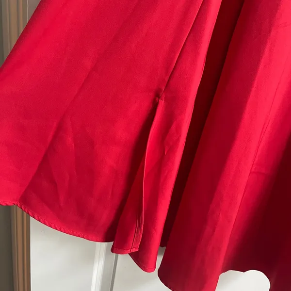 Unbranded High-Low Skirt Womens Medium Red‎ Romantic Flowy Tie Waist Side Slit - Image 5