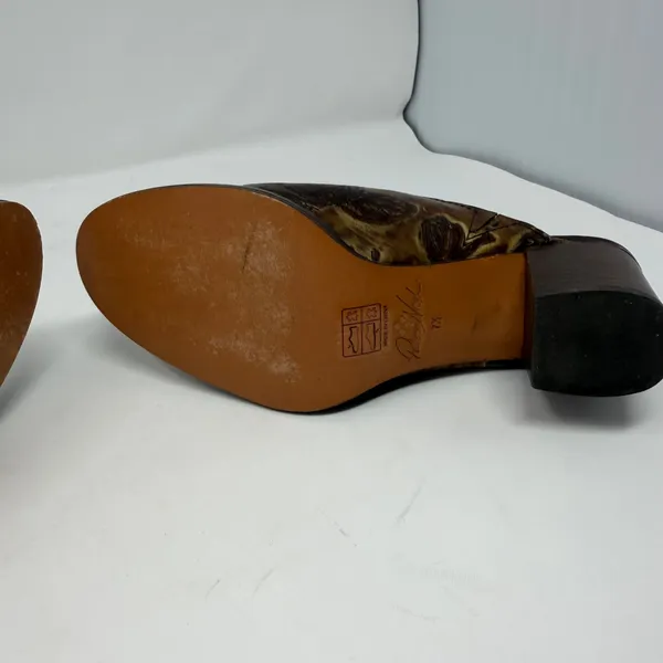 Patricia Nash Floral Tooled Leather Mules Brown Block Heel Women 7.5 - Image 7