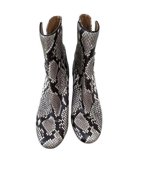 Tory Burch Snake Print Ankle Boots - Black &‎ Gray size 8 - Image 2