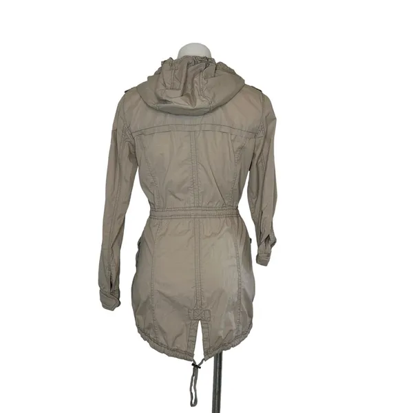 A&F Womens Size S Tan Hoodie Snap Jacket‎ Cotton Abercrombie Fitch - Image 6
