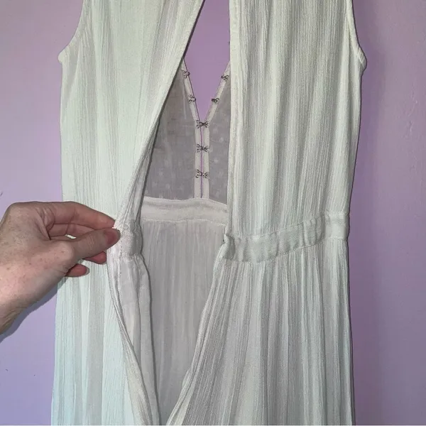 Lulu's XXS Maxi Dress White Embroidered Floral Vacation Cottage Coastal Boho - Image 14