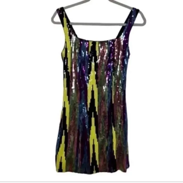 Aqua Sequin Multi-colored Body-con Dress (Size XS) - Image 5