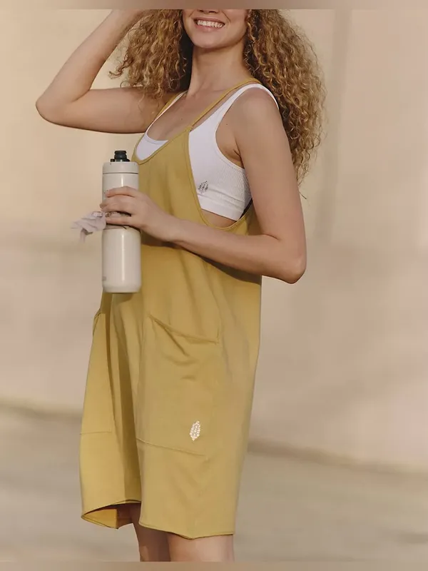 NWOT Free People FP Movement Hot Shot Romper - dried palm yellow tan- Small *IR* - Image 5