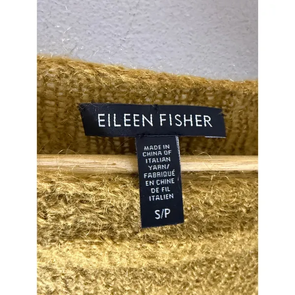 Eileen Fisher Mustard Yellow Mohair Blend Boat Neck Sweater Italian Yarn S - Image 3