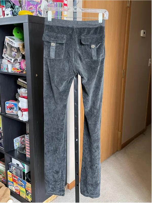 Women's Sugarfree Charcoal Velour Track Pants XS - Image 2