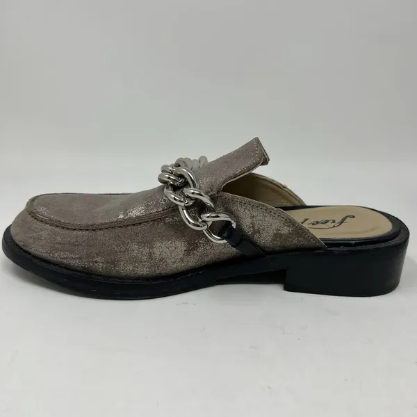 Free People EU‎ 36 Women's Size 5.5-6 Vida Silver Metallic Chain Leather Mules - Image 8