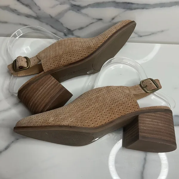 Lucky Brand Wmns Brown Leather Slingback Mule Lideton Bootie Sz 7 Boho Festival - Image 6