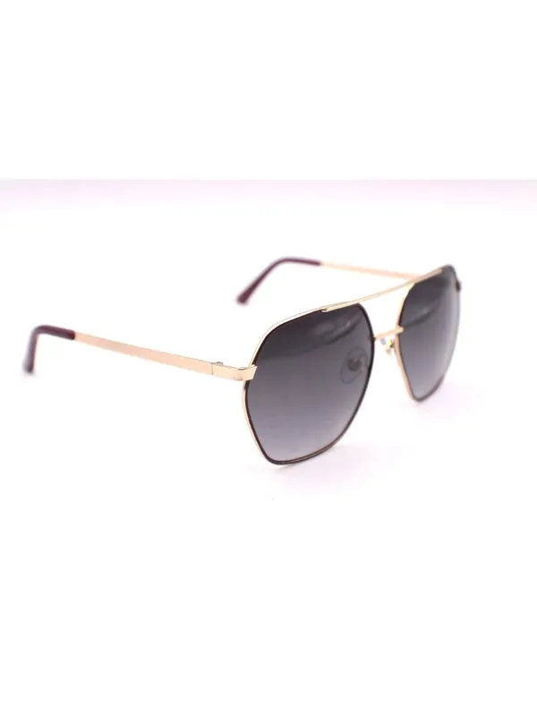 Foster Grant Sunglasses Gold Red Hexagon Frames Dark Gray Lenses Soft Case Vtg - Image 4
