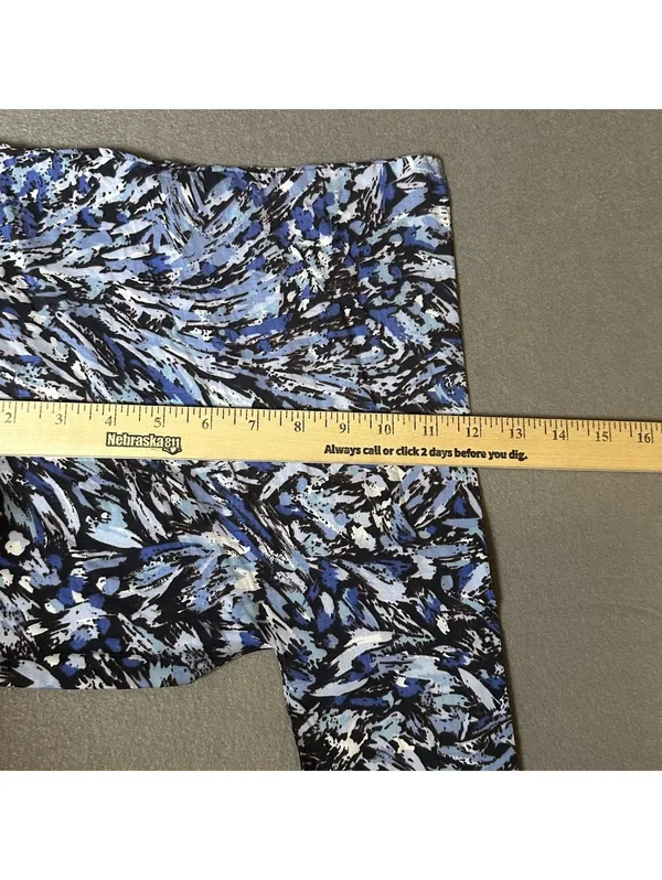 Blue, Black, & White Abstract Brushstroke Patterned Scarf Blue - Image 9
