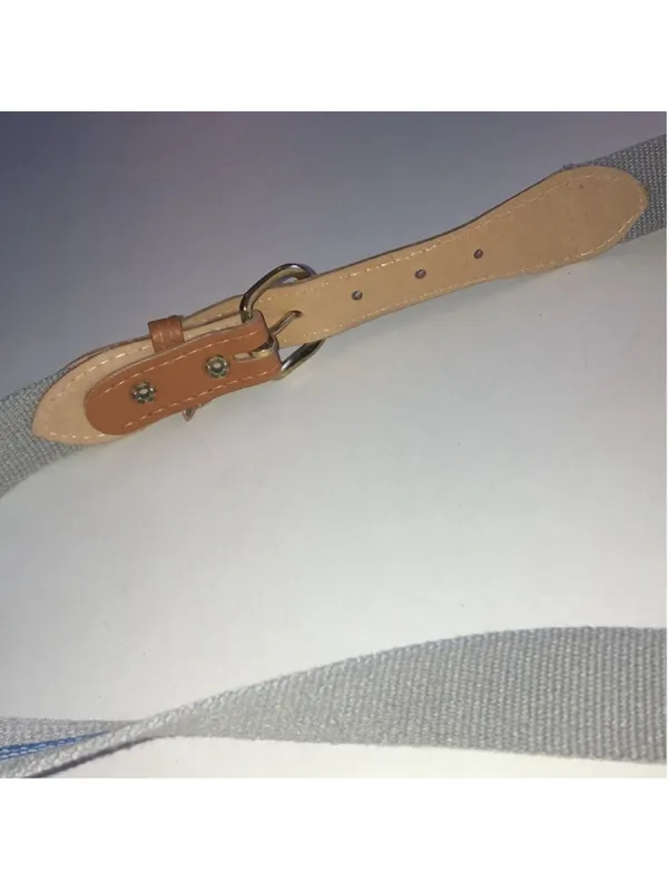 Canvas Stripe Belt with Tan Leather Accents - Image 3