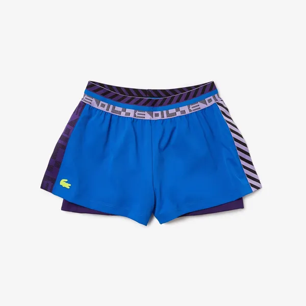 Lacoste Womens Sport Shorts Built In Liner Size Small Blue Purple Run Gym Active - Image 15