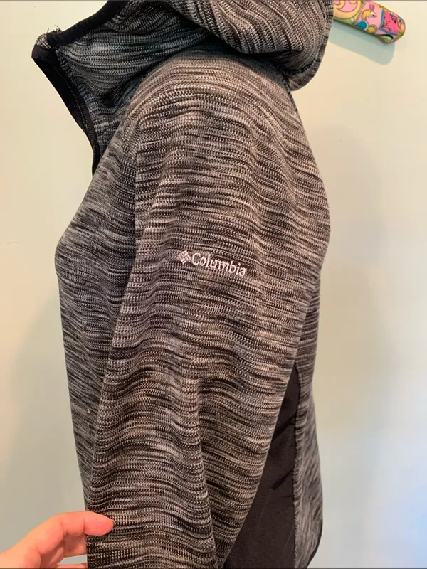 Columbia Women's Large Gray and Black Hooded Zip Up Space Dye Lightweight Jacket - Image 3